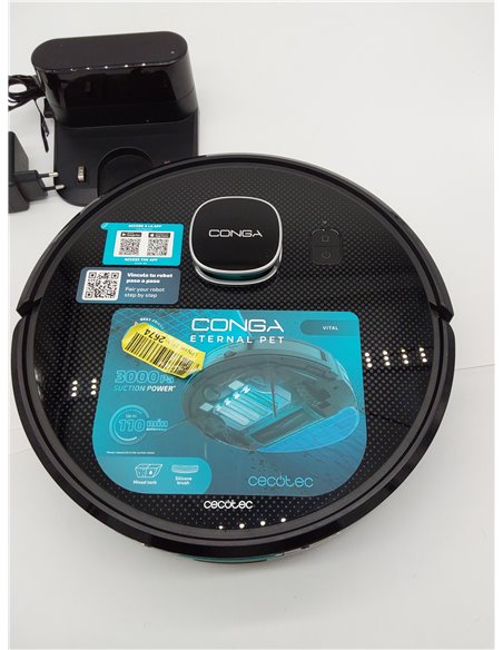 Cecotec Robot Aspirador y Friegasuelos Conga Eternal Pet Vital. Mapeo Láser, 110 min de Autonomía, Potencia Succión 3000 Pa, 3 N