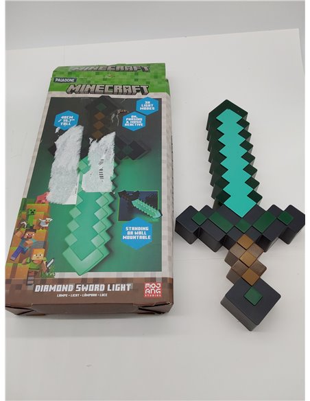Luz espada de diamante Minecraft - Producto oficial, 3 modos de luz dinámica con reacción al sonido, decoración para sala de jue