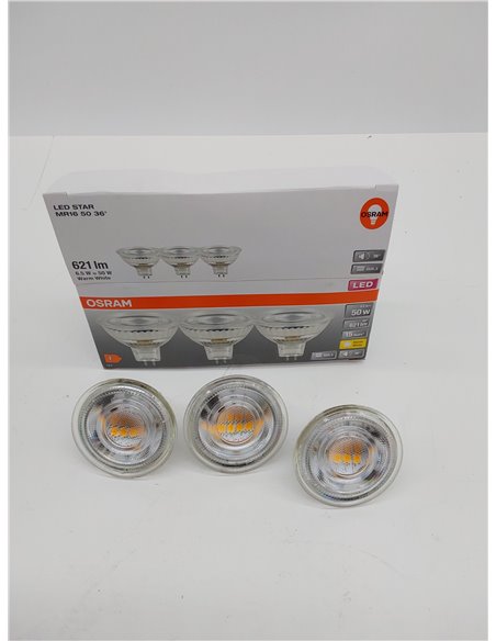 OSRAM Juego de 3 bombillas reflectoras LED MR16 de bajo voltaje con casquillo retrofit, alternativa a las bombillas halógenas de