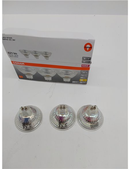 OSRAM Juego de 3 bombillas reflectoras LED MR16 de bajo voltaje con casquillo retrofit, alternativa a las bombillas halógenas de