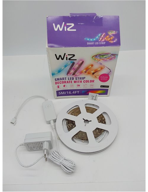 WiZ - Tira led inteligente 5m, RGBIC, incluye alimentador, hasta 16 millones de colores, conéctala vía WIFI, con tecnología Spac
