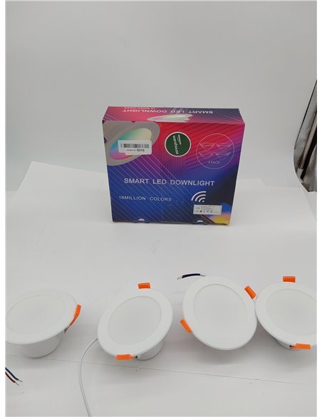 4 x Foco empotrable LED Bluetooth, regulable 10W RGBW Foco empotrable LED Techo APP con mando a distancia Blanco cálido Blanco f