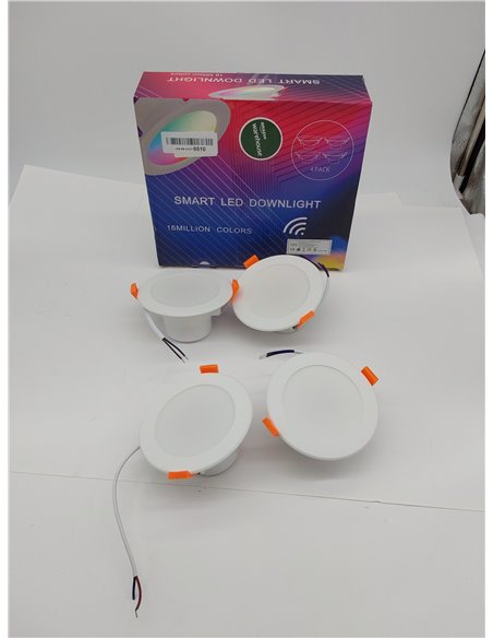 4 x Foco empotrable LED Bluetooth, regulable 10W RGBW Foco empotrable LED Techo APP con mando a distancia Blanco cálido Blanco f