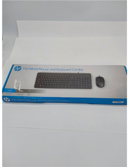 HP 150 Teclado y Ratón con Cable - (1600 PPP, Indicadores LED, Puerto USB-A, 12 Teclas de Atajos, Windows 10, Windows 11) QWERTY