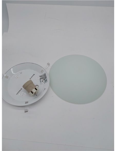 Eglo Lámpara de techo MARS, aplique de pared con 1 bombilla, lámpara de techo de acero, color blanco, vidrio blanco satinado, ca
