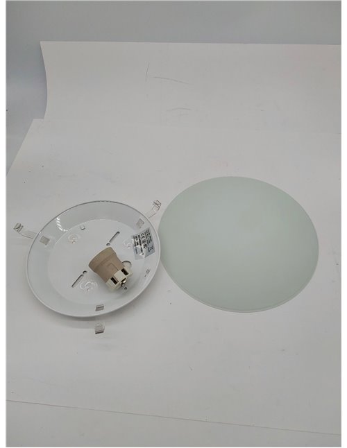 Eglo Lámpara de techo MARS, aplique de pared con 1 bombilla, lámpara de techo de acero, color blanco, vidrio blanco satinado, ca