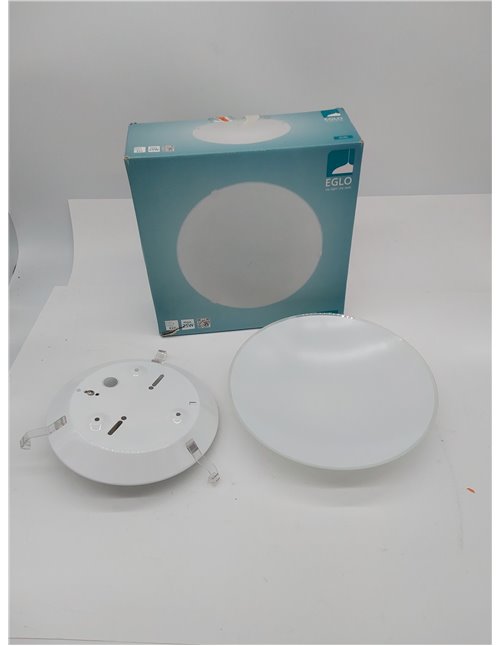Eglo Lámpara de techo MARS, aplique de pared con 1 bombilla, lámpara de techo de acero, color blanco, vidrio blanco satinado, ca