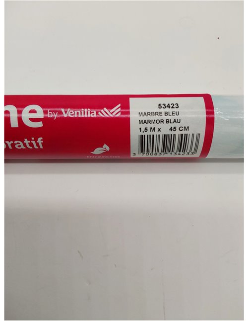 Venilia Lámina adhesiva, Mármol azul Aspecto mármol, 45cm x 1,5m, Espesor 95μ, Vinilo autoadhesivo para muebles o cocina, decora
