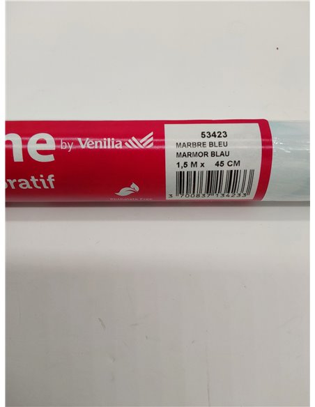 Venilia Lámina adhesiva, Mármol azul Aspecto mármol, 45cm x 1,5m, Espesor 95μ, Vinilo autoadhesivo para muebles o cocina, decora