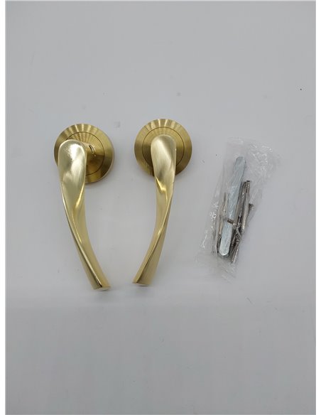 Nx Manetas Interior, Juego de manillas para Puerta de Paso con Roseta D.50 mm, Aluminio Dorado, 50mm (Paquete de 2)