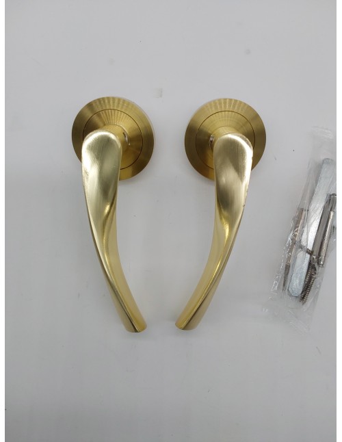 Nx Manetas Interior, Juego de manillas para Puerta de Paso con Roseta D.50 mm, Aluminio Dorado, 50mm (Paquete de 2)
