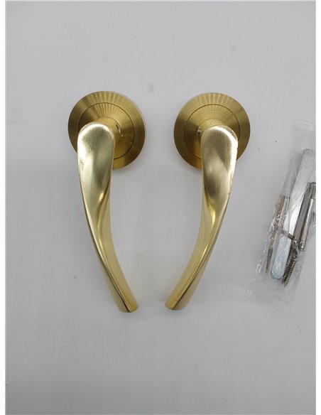 Nx Manetas Interior, Juego de manillas para Puerta de Paso con Roseta D.50 mm, Aluminio Dorado, 50mm (Paquete de 2)