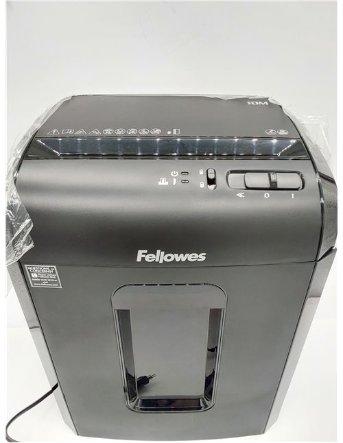 Fellowes 10M - Trituradora de papel, microcorte, destruye hasta 10 hojas, destructora de papel uso personal, papelera 19L, nivel