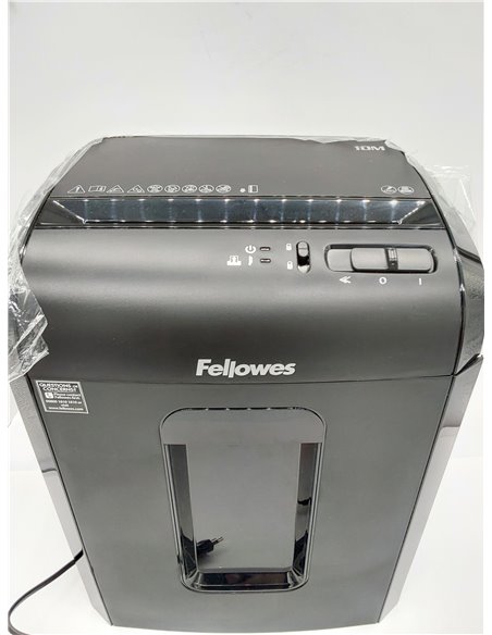 Fellowes 10M - Trituradora de papel, microcorte, destruye hasta 10 hojas, destructora de papel uso personal, papelera 19L, nivel