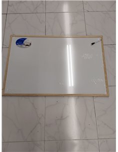 CHELY INTERMARKET Pizarra Blanca Esmaltada 90X60 CM NO Magnética Marco Madera Incluye Rotulador Borrador Kit Colgar Tablero Ofic