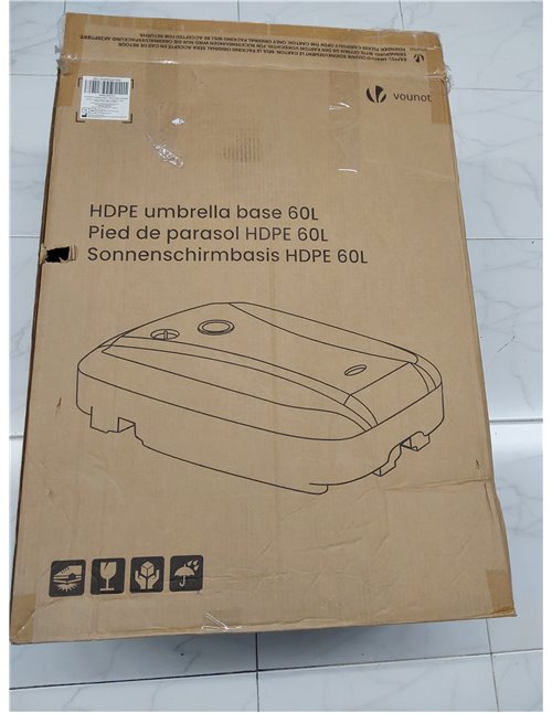 VOUNOT Base para Sombrilla, HDPE Pie Soporte Parasol o Paraguas, llenar con Arena o Agua 60 kg, para Jardin Patio Terraza, Negro