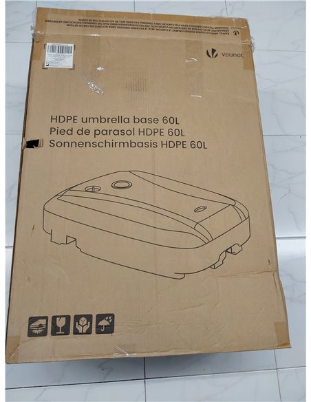VOUNOT Base para Sombrilla, HDPE Pie Soporte Parasol o Paraguas, llenar con Arena o Agua 60 kg, para Jardin Patio Terraza, Negro