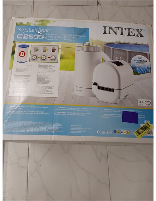 Intex Depuradora cartucho C2500, Filtración 9.463 l/h, Cartucho tipo B, Compatible con piscinas hasta 52.900 L, Temporizador pro