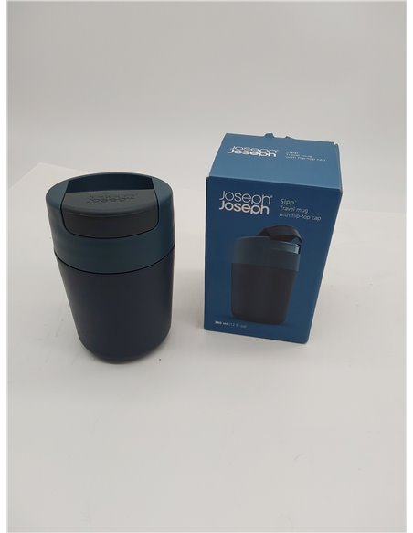 Joseph Joseph Sipp, Polipropileno (PP) Taza para llevar café y té, Vaso con tapa, a prueba de fugas, sin BPA, 340 ml, azul oscur