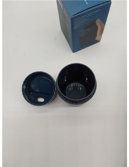 Joseph Joseph Sipp, Polipropileno (PP) Taza para llevar café y té, Vaso con tapa, a prueba de fugas, sin BPA, 340 ml, azul oscur