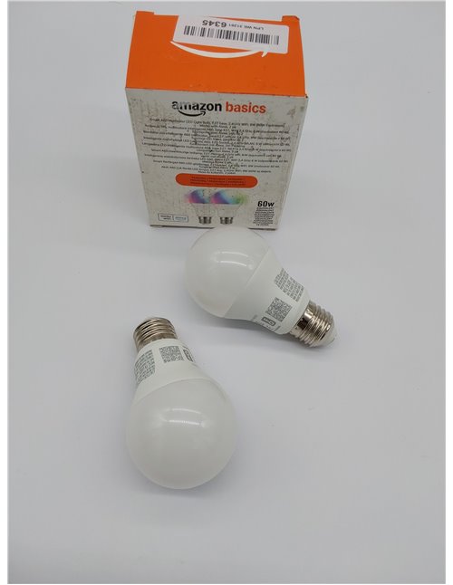 Amazon Basics Smart A60 Bombilla led multicolor, casquillo E27, WiFi de 2,4 GHz, 8 W (equivalente a 60 W), funciona solo con Ale