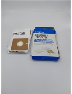 Nilfisk 5 Bolsas Aspiradoras Original + Pre-filtro - Accesorio para Aspiradoras One (78602600) 2