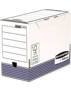 Fellowes Bankers Box - Caja de archivo definitivo automático, A4, 200 mm, 10 unidades, color blanco y azul
