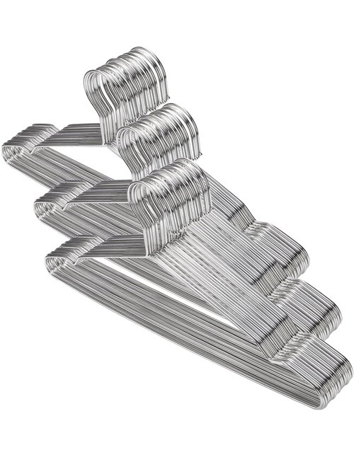 Tosnail Paquete de 50 perchas de metal de alambre resistente de acero inoxidable, 42 cm 