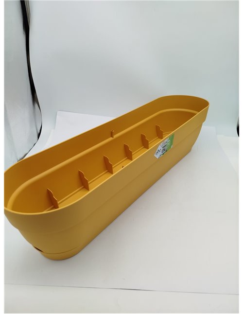 Elho Vibia Campana Trough Allin1 70 - Jardinera por Balcón - Ø 70.4 x H 17.7 cm - Amarillo/Honey Yellow