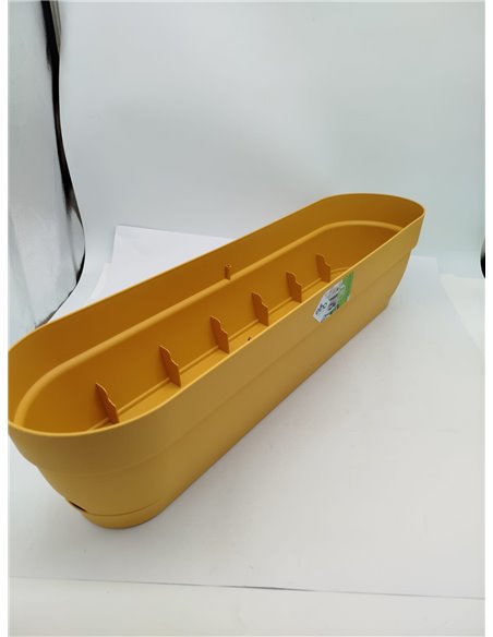 Elho Vibia Campana Trough Allin1 70 - Jardinera por Balcón - Ø 70.4 x H 17.7 cm - Amarillo/Honey Yellow