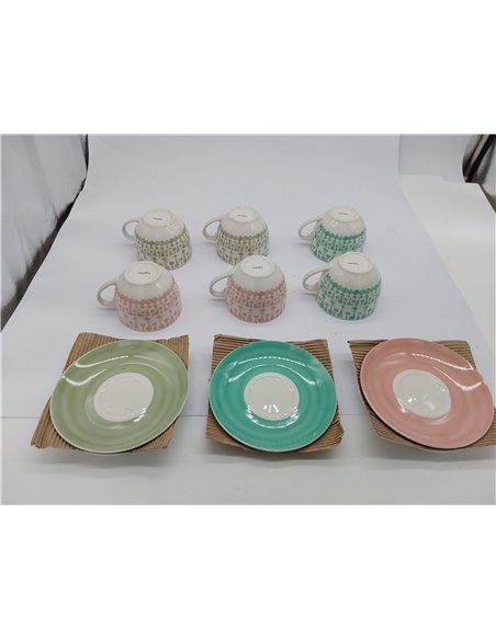 Tognana Gipsy Soft, 6 tazas de té cc 270 con 5 platos, porcelana multicolor 