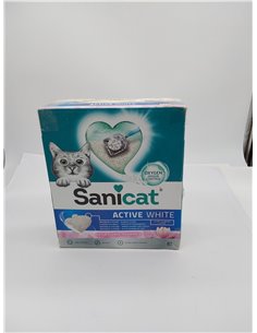 Sanicat - Arena Aglomerante Active White con Flor de Loto, Hecha de minerales naturales con control de olor garantizado, Absorbe