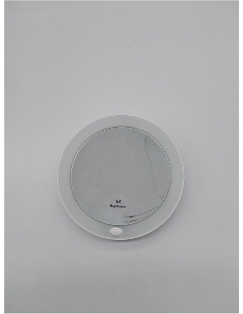 EMKE Espejo cosmético con iluminación con Espejo de Aumento de 5 aumentos, Espejo de Maquillaje LED Blanco con Ventosa, 165 mm d