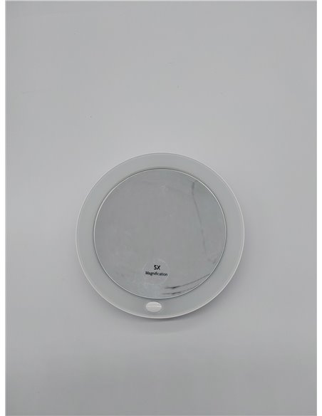 EMKE Espejo cosmético con iluminación con Espejo de Aumento de 5 aumentos, Espejo de Maquillaje LED Blanco con Ventosa, 165 mm d