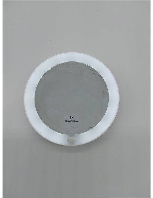EMKE Espejo cosmético con iluminación con Espejo de Aumento de 5 aumentos, Espejo de Maquillaje LED Blanco con Ventosa, 165 mm d