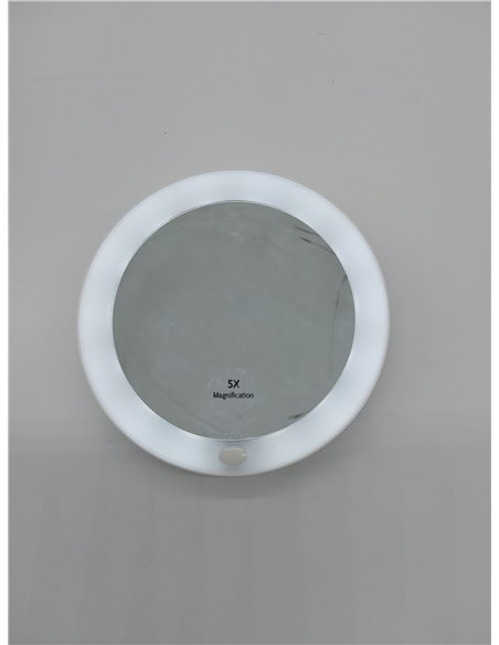 EMKE Espejo cosmético con iluminación con Espejo de Aumento de 5 aumentos, Espejo de Maquillaje LED Blanco con Ventosa, 165 mm d