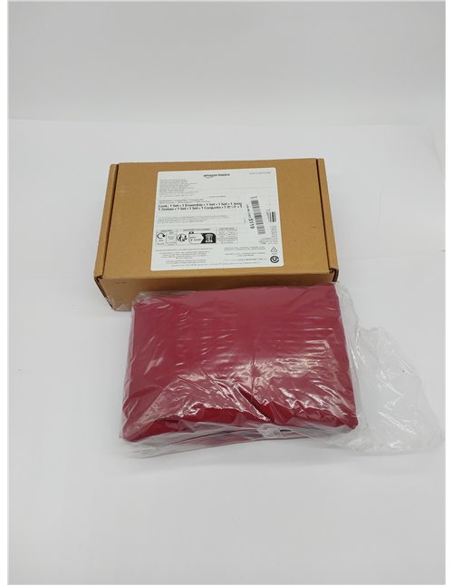 Amazon Basics Sabana Bajera Ajustable, 140 x 200 x 30 cm, de Poliéster Microfibra, Burdeos 