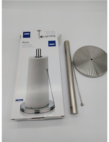 portarrollos de cocina kela vertical, también para rollos gruesos, portarrollos de papel de 33,5 cm de altura, ROLLO, acero inox