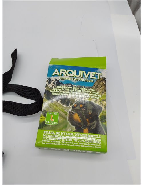 Arquivet Bozal Nylon Talla L con Lazo Acolchado para Perros - Paseo, adiestramiento y protección - Color Negro - para Perros med
