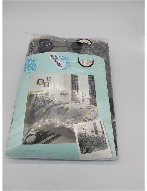 Bedlam - Juego de Funda de edredón Infantil con diseño de fútbol, tamaño de Cama Doble, Color Gris y Amarillo 