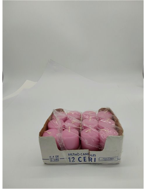 Cereria di Giorgio Risthò - Velas de 4 cm de diámetro, 7 cm de altura, color rosa polvo, paquete de 12 unidades