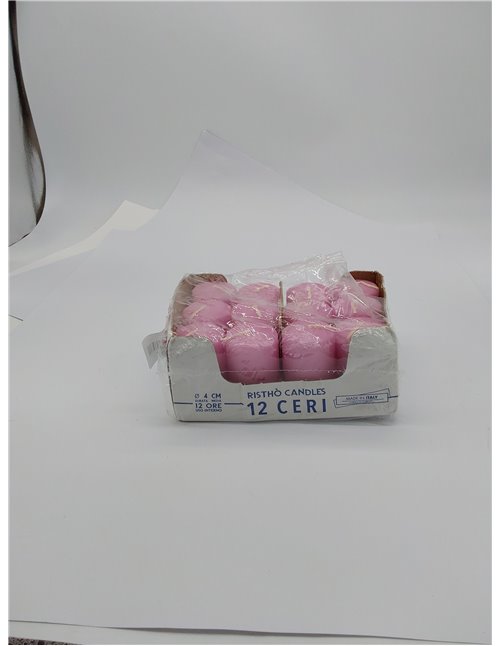 Cereria di Giorgio Risthò - Velas de 4 cm de diámetro, 7 cm de altura, color rosa polvo, paquete de 12 unidades