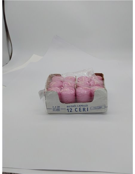 Cereria di Giorgio Risthò - Velas de 4 cm de diámetro, 7 cm de altura, color rosa polvo, paquete de 12 unidades