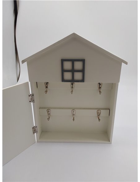 Out of the blue Caja para Llaves de Madera, Color Blanco, 24 x 6 x 29,5 cm 