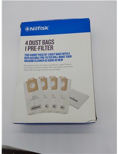 Nilfisk 4 Bolsas Aspiradoras Original + Pre-filtro - Accesorio para Aspiradoras Select (128389187) 2