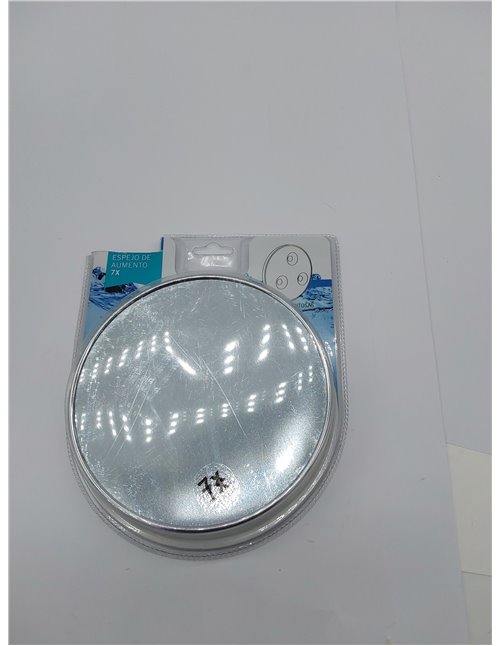 Espejo de Aumento con ventosas, Aluminio Cromado, 17 cm 