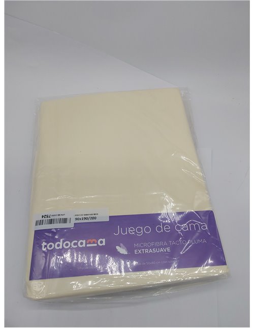 Todocama Juego de Sábanas de 4 Piezas - 4002 - Sábana Bajera Ajustable - Encimera - Dos Fundas de Almohada de 50x80cm (Cama 90x1