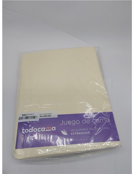 Todocama Juego de Sábanas de 4 Piezas - 4002 - Sábana Bajera Ajustable - Encimera - Dos Fundas de Almohada de 50x80cm (Cama 90x1