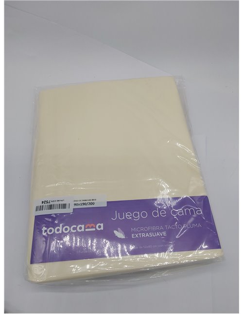 Todocama Juego de Sábanas de 4 Piezas - 4002 - Sábana Bajera Ajustable - Encimera - Dos Fundas de Almohada de 50x80cm (Cama 90x1