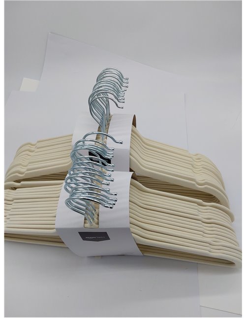 Amazon Basics Perchas de Terciopelo para Trajes, Paquete de 30, Plateado/Marfil 